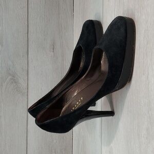 Theory Womens Suede Heels Platform shoes sz 36.5/6.5